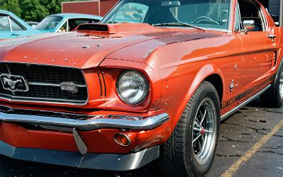 Damaged classic Mustang before restoration