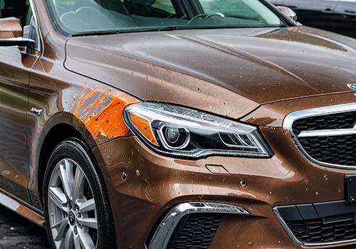 Collision repair paint work on sedan