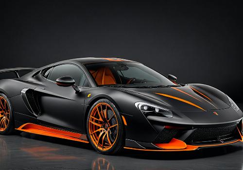 Matte black finish with orange accents