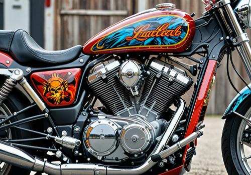 Custom graphics and decals on motorcycle