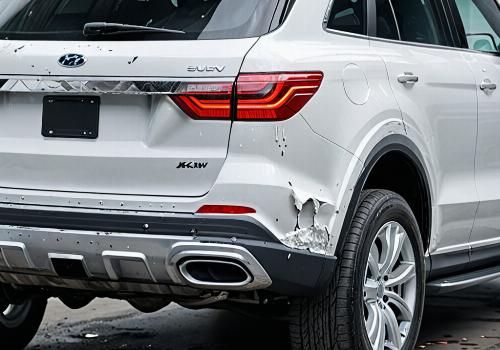 White SUV collision repair paint work